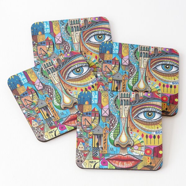 Item preview, Abstract Pop Art Woman Face Colorful City Mosaic Collage designed and sold by ArhaanFashions.