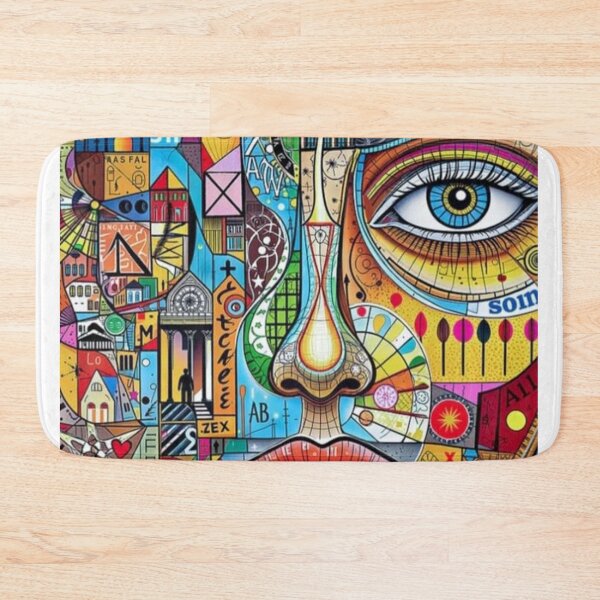 Item preview, Abstract Pop Art Woman Face Colorful City Mosaic Collage designed and sold by ArhaanFashions.