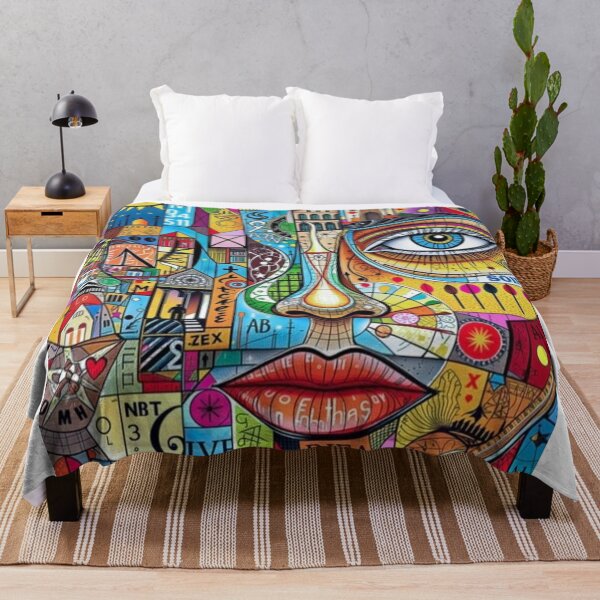 Item preview, Abstract Pop Art Woman Face Colorful City Mosaic Collage designed and sold by ArhaanFashions.