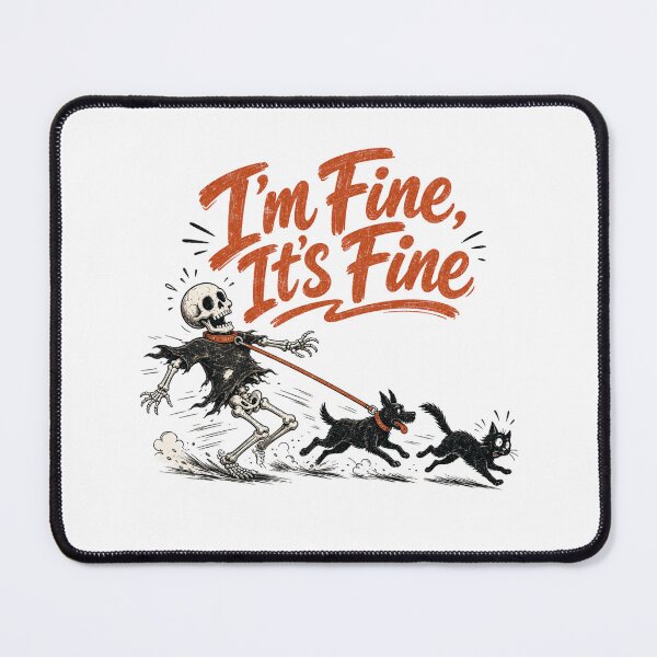 Item preview, I'm Fine It's Fine Shirt, Comfort Colors® Skeleton Dog Walking Tee, Funny Halloween Dog Mom Graphic designed and sold by TshirtsLabs.