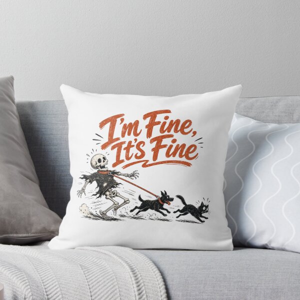 Item preview, I'm Fine It's Fine Shirt, Comfort Colors® Skeleton Dog Walking Tee, Funny Halloween Dog Mom Graphic designed and sold by TshirtsLabs.