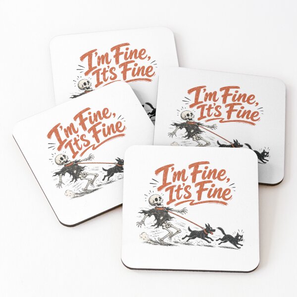 Item preview, I'm Fine It's Fine Shirt, Comfort Colors® Skeleton Dog Walking Tee, Funny Halloween Dog Mom Graphic designed and sold by TshirtsLabs.