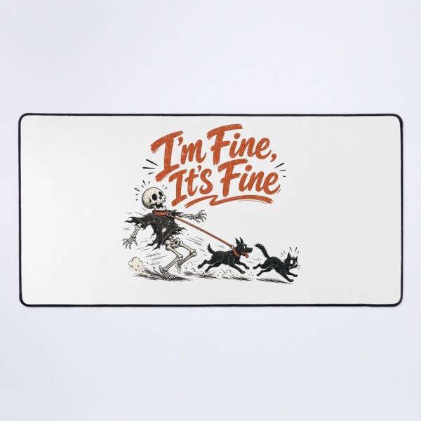 Item preview, I'm Fine It's Fine Shirt, Comfort Colors® Skeleton Dog Walking Tee, Funny Halloween Dog Mom Graphic designed and sold by TshirtsLabs.