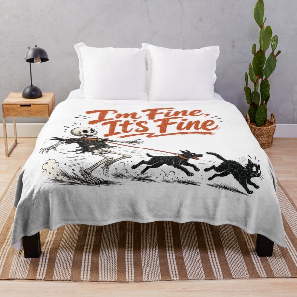 Item preview, I'm Fine It's Fine Shirt, Comfort Colors® Skeleton Dog Walking Tee, Funny Halloween Dog Mom Graphic designed and sold by TshirtsLabs.