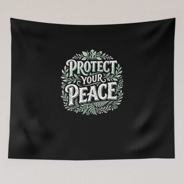 Item preview, Protect Your Peace Botanical Lettering Mental Health Quote designed and sold by YOUSSHOP01.