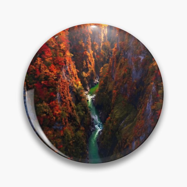 Item preview, Fiery Autumn Canyon Emerald River Photography designed and sold by conohitoAI-ArtGallery.