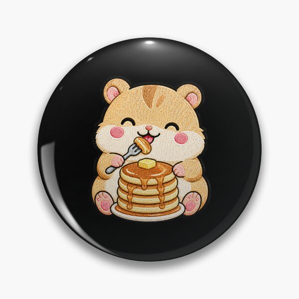 Item preview, Cute Hamster Eating Pancakes Kawaii Embroidery Patch designed and sold by ColorSplash123.