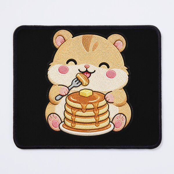 Item preview, Cute Hamster Eating Pancakes Kawaii Embroidery Patch designed and sold by ColorSplash123.