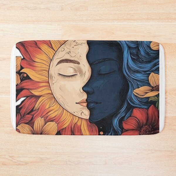 Item preview, Sun and Moon Goddess Celestial Day and Night Floral Artwork designed and sold by ArhaanFashions.