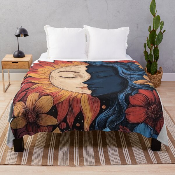 Item preview, Sun and Moon Goddess Celestial Day and Night Floral Artwork designed and sold by ArhaanFashions.