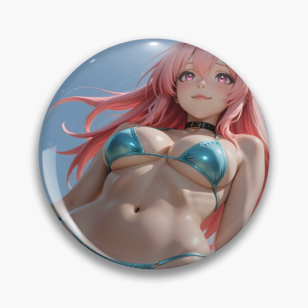 Item preview, Pink Haired Anime Girl in Metallic Blue Bikini Summer Swimsuit Art designed and sold by Killington.
