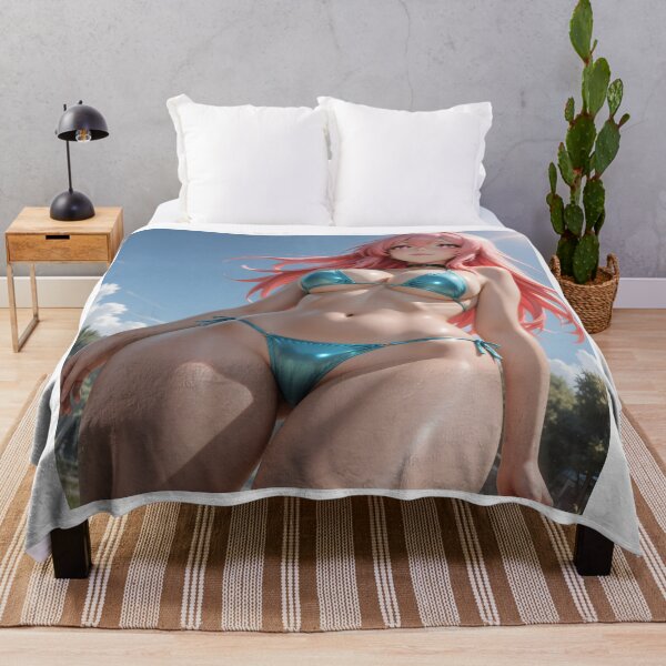 Item preview, Pink Haired Anime Girl in Metallic Blue Bikini Summer Swimsuit Art designed and sold by Killington.