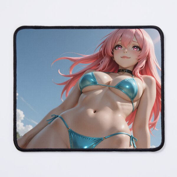 Item preview, Pink Haired Anime Girl in Metallic Blue Bikini Summer Swimsuit Art designed and sold by Killington.