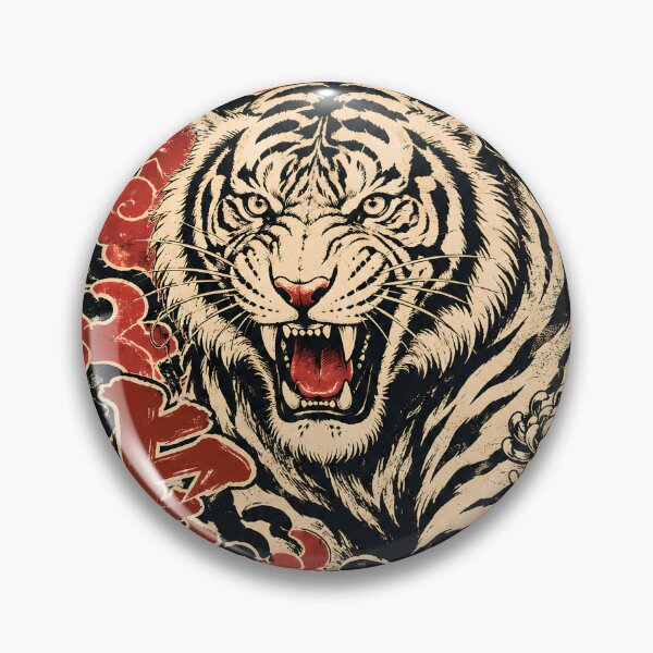 Item preview, Japanese Tiger Vintage Poster – 虎 Traditional Tiger & Chrysanthemum Wall Art designed and sold by CH-4TEE.