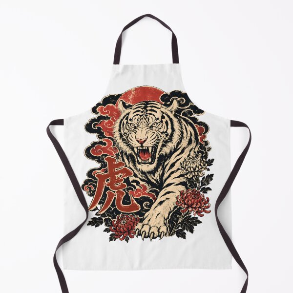 Item preview, Japanese Tiger Vintage Poster – 虎 Traditional Tiger & Chrysanthemum Wall Art designed and sold by CH-4TEE.