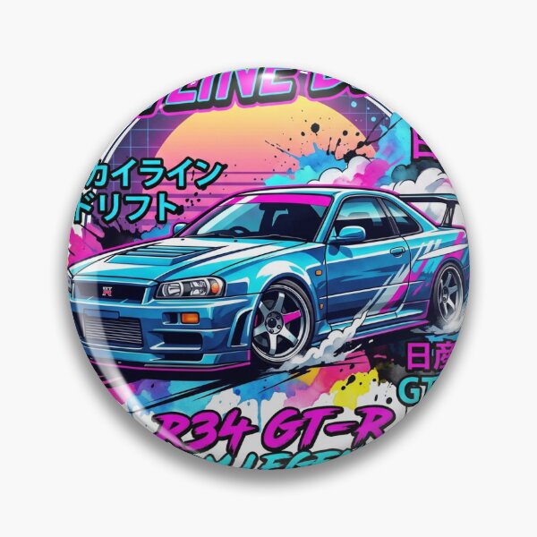 Item preview, Nissan Skyline R34 GT-R Drift - Urban Pop Art Synthwave JDM designed and sold by Karlitox1988.
