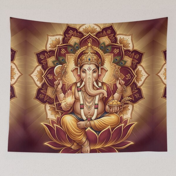 Item preview, Ganesha Prosperity Lotus Mandala Art designed and sold by hutofdesigns.