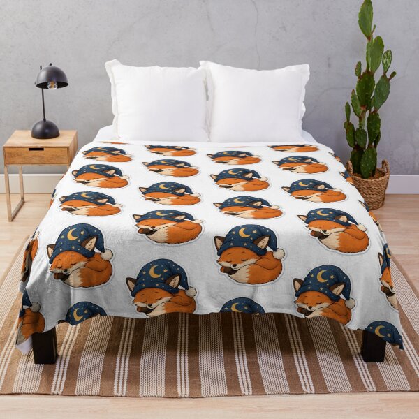 Item preview, sleepy fox in a moon hat designed and sold by bunkerart.