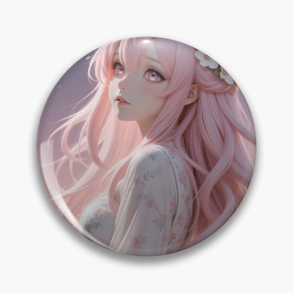 Item preview, Pink Haired Anime Girl with Cherry Blossoms Romantic Sunset Portrait designed and sold by Killington.