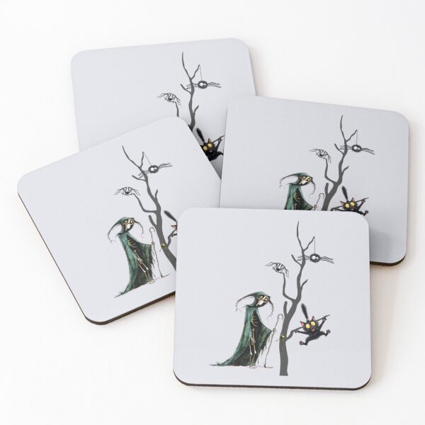 Item preview, Halloween cat in a tree and a skeleton designed and sold by MagelliShop.
