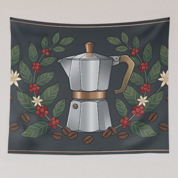Item preview, Vintage Moka Pot Coffee Maker Botanical designed and sold by ThirdShiftLab.