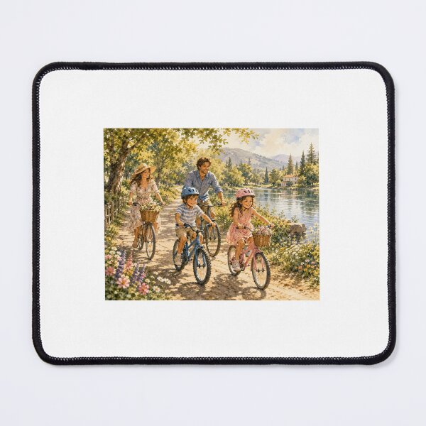 Item preview, Family Bike Adventure by the Lake – Summer Family Moments Watercolor designed and sold by NestDesigns01.