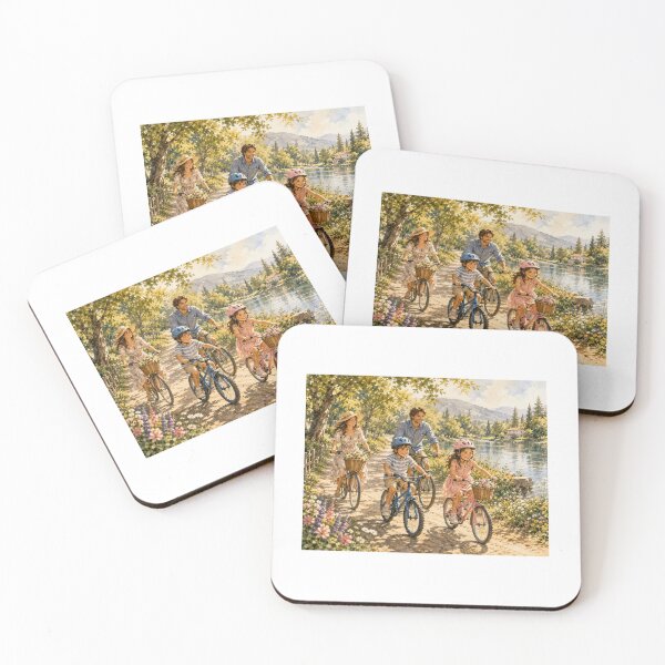 Item preview, Family Bike Adventure by the Lake – Summer Family Moments Watercolor designed and sold by NestDesigns01.
