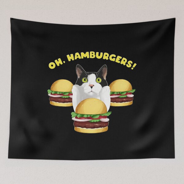 Item preview, Cat Oh Hamburgers Foodie Humorous Cute Graphic designed and sold by Dmo3HarkoArt.