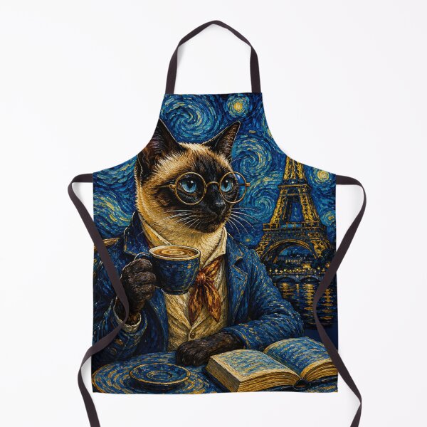 Item preview, Siamese Cat in Paris Starry Night Art designed and sold by Ada’s Mystic Atelier .
