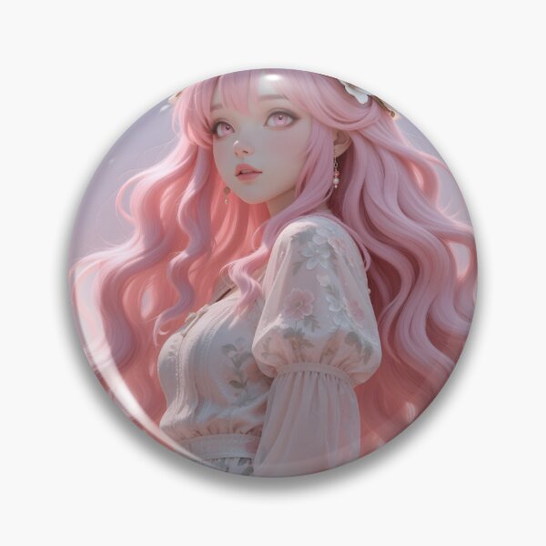Item preview, Pink Haired Anime Girl with Flowers Pastel Floral Fantasy Portrait designed and sold by Killington.