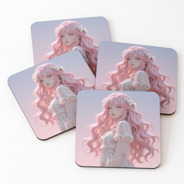 Item preview, Pink Haired Anime Girl with Flowers Pastel Floral Fantasy Portrait designed and sold by Killington.