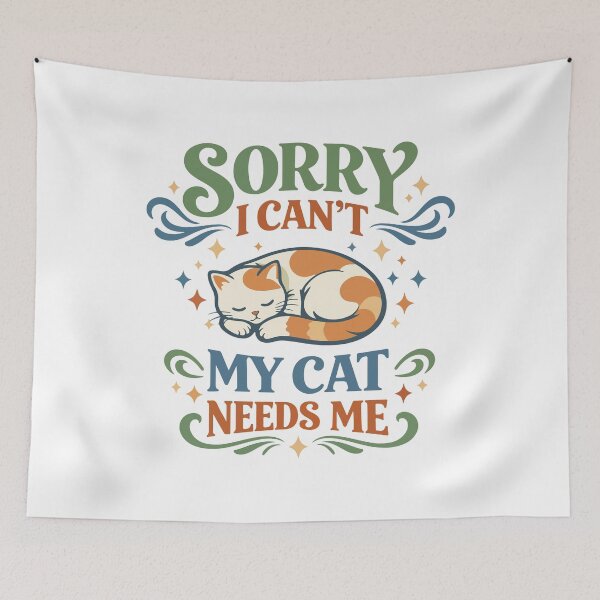 Item preview, Sorry I Can’t My Cat Needs Me Funny  Gift for Cat Lovers, Pet Parents & Introverts designed and sold by stylishdzign.