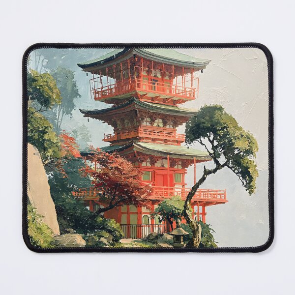 Item preview, Japanese Pagoda Temple Landscape Japan Travel Vintage Art designed and sold by GrinGalore.