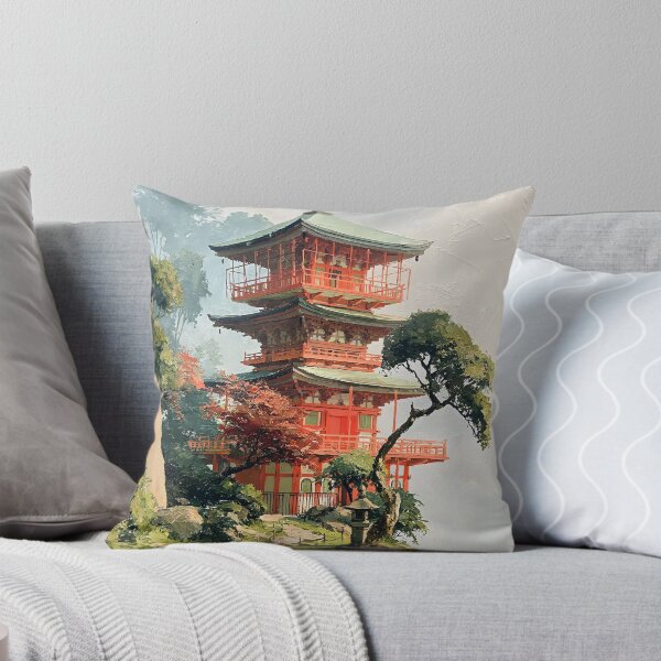 Item preview, Japanese Pagoda Temple Landscape Japan Travel Vintage Art designed and sold by GrinGalore.