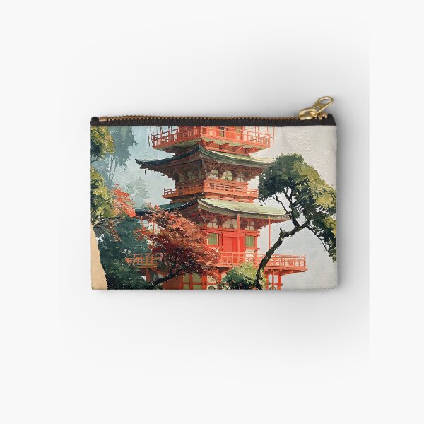 Item preview, Japanese Pagoda Temple Landscape Japan Travel Vintage Art designed and sold by GrinGalore.