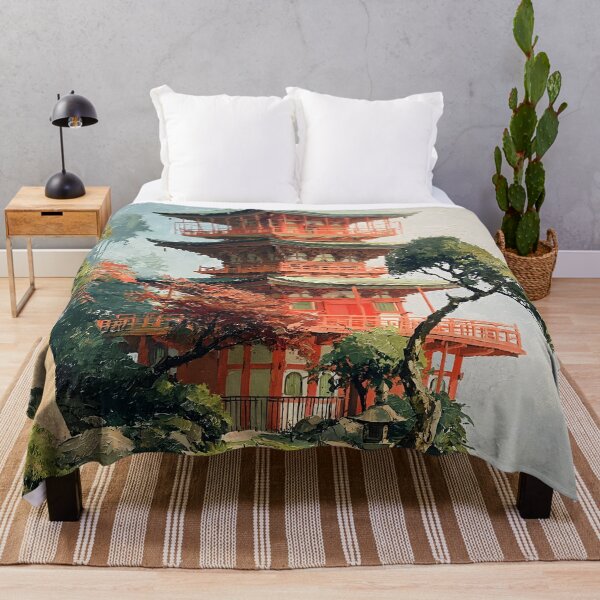 Item preview, Japanese Pagoda Temple Landscape Japan Travel Vintage Art designed and sold by GrinGalore.