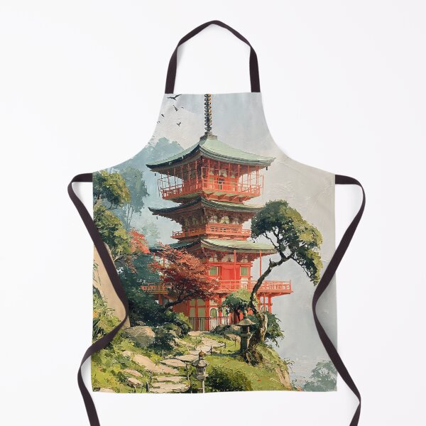 Item preview, Japanese Pagoda Temple Landscape Japan Travel Vintage Art designed and sold by GrinGalore.