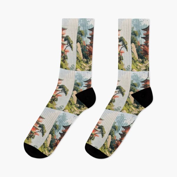 Item preview, Japanese Pagoda Temple Landscape Japan Travel Vintage Art designed and sold by GrinGalore.