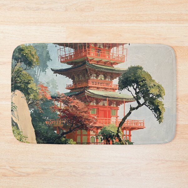 Item preview, Japanese Pagoda Temple Landscape Japan Travel Vintage Art designed and sold by GrinGalore.