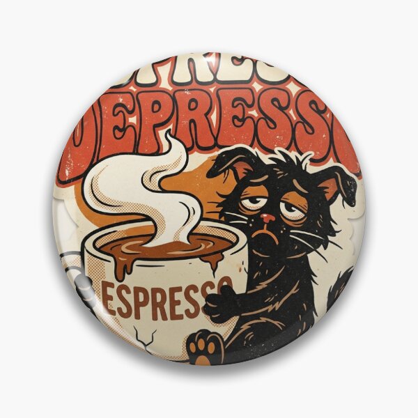 Item preview, Espresso Depresso Exhausted Cat Funny Coffee Sticker designed and sold by RetroVibe Supply.
