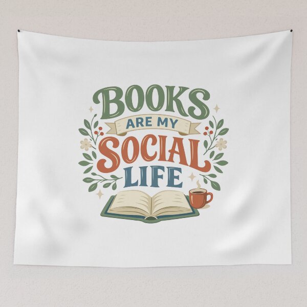 Item preview, Books Are My Social Life Funny Gift for Book Lovers, Introverts & Coffee Fans designed and sold by stylishdzign.