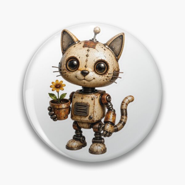 Item preview, Steampunk Robot Cat With Flower designed and sold by Snurly.