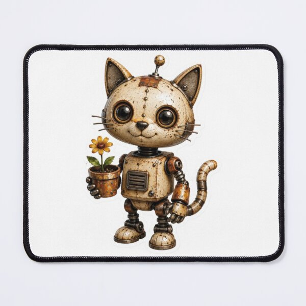 Item preview, Steampunk Robot Cat With Flower designed and sold by Snurly.