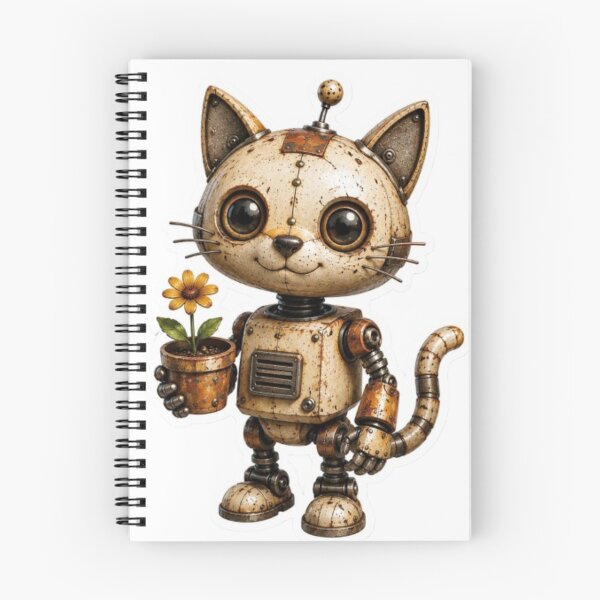 Item preview, Steampunk Robot Cat With Flower designed and sold by Snurly.