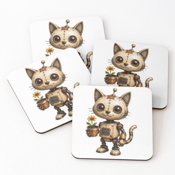 Item preview, Steampunk Robot Cat With Flower designed and sold by Snurly.