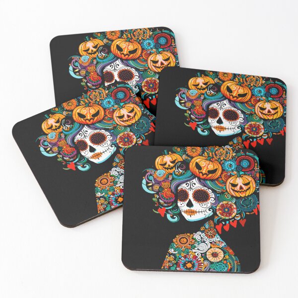 Item preview, Colorful Catrina Marigold Sugar Skull Art designed and sold by  Ojo de Lilith.