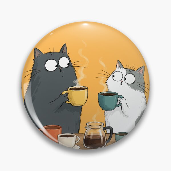 Item preview, Funny Wide Eyed Cats Drinking Coffee Caffeine Morning Humor Graphic designed and sold by The Upside Down.