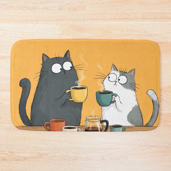 Item preview, Funny Wide Eyed Cats Drinking Coffee Caffeine Morning Humor Graphic designed and sold by The Upside Down.
