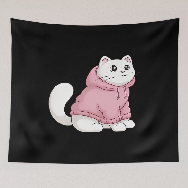 Item preview, Cute White Cat in Pink Hoodie Art designed and sold by Dmo3HarkoArt.