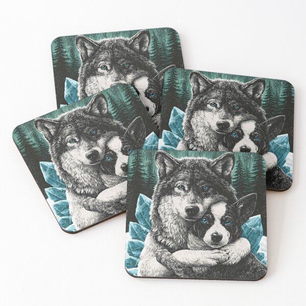 Item preview, Wolf And Cattle Dog Print designed and sold by Nocturne  Paws.